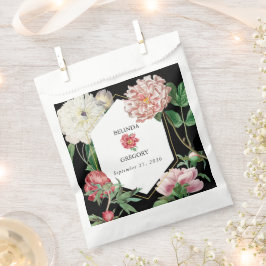 水彩ピンク牡丹結婚花の黒 フェイバーバッグ