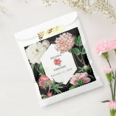 水彩ピンク牡丹結婚花の黒 フェイバーバッグ (封をした状態)