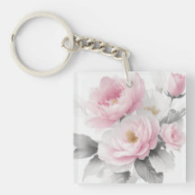 水彩ピンク牡丹