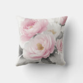 水彩ピンク牡丹 クッション (裏面)