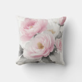 水彩ピンク牡丹 クッション (正面)