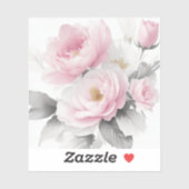 水彩ピンク牡丹 シール (シート)