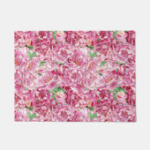水彩ピンク牡丹 ドアマット (正面)