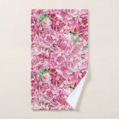 水彩ピンク牡丹 バスタオルセット (ハンドタオル)
