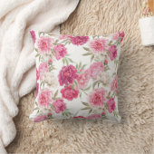水彩ピンク牡丹:フローラエレガンス クッション (ブランケット)