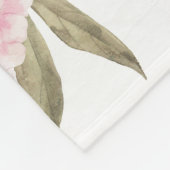 水彩ピンク牡丹:フローラエレガンス フリースブランケット (角)