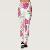 水彩ピンク牡丹：フローラエレガンス レギンス (裏面)