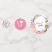 水彩ピンク牡丹 |フローラブライダルシャワー コンフェッティ (正面)