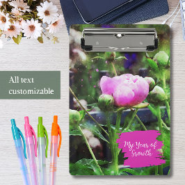 水彩ピンク牡丹 ミニクリップボード