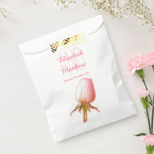 水彩ピンク独身のローズバッド結婚式の引き出物バッグ フェイバーバッグ (封をした状態)