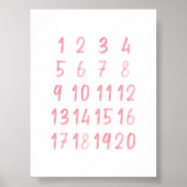 水彩ピンク番号教育用ポスター ポスター (正面)