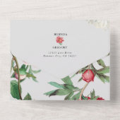 水彩ピンク白い牡丹結婚の花 オールインワン招待状 (裏面)