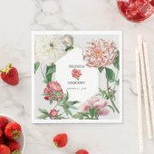 水彩ピンク白い牡丹結婚の花 スタンダードランチョンナプキン (インサイチュ)