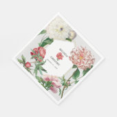 水彩ピンク白い牡丹結婚の花 スタンダードランチョンナプキン (角)