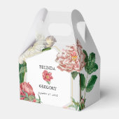 水彩ピンク白い牡丹結婚の花 フェイバーボックス (正面サイド)