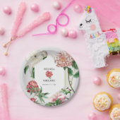 水彩ピンク白い牡丹結婚の花 ペーパープレート (パーティー)