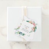 水彩ピンク白い花グリーンフレーム結婚ズ フェイバータグ (インサイチュ)