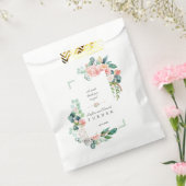 水彩ピンク白い花グリーンフレーム結婚ズ フェイバーバッグ (封をした状態)