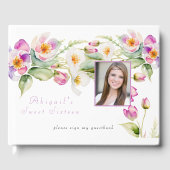 水彩ピンク白い花Sweet sixteen ゲストブック (正面)