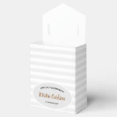 水彩ピンク白バラ灰色のパターストライプン フェイバーボックス (オープン)