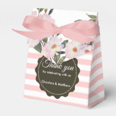 水彩ピンク白バラ灰色のパターストライプン フェイバーボックス (正面サイド)