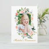 水彩ピンク白フローラ写真聖域 招待状 (スタンド正面)