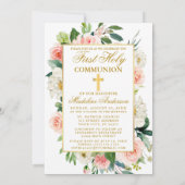 水彩ピンク白フローラ写真聖域 招待状 (裏面)