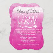 水彩ピンク看護RNナース卒業パーティー 招待状 (正面/裏面)