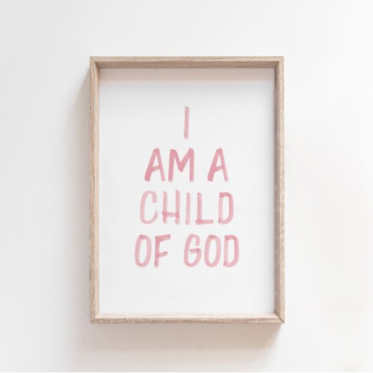 水彩ピンク私は神の子プリント ポスター