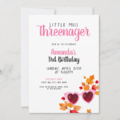 水彩ピンク秋サングラス第3誕生日 招待状 (正面)