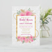 水彩ピンク秋花ブライダルシャワー 招待状 (スタンド正面)