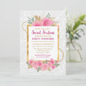 水彩ピンク秋花Sweet sixteen 招待状 (スタンド正面)