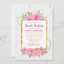 水彩ピンク秋花Sweet sixteen