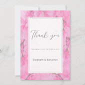 水彩ピンク緑の蘭の花ありがとう 招待状 (正面)