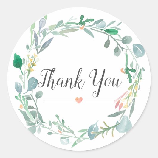 水彩ピンク緑の赤ちゃんシャワーありがとう ラウンドシール (正面)