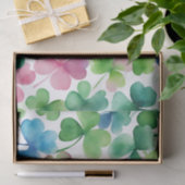 水彩ピンク緑青アイルランドクローバー 薄葉紙 (ギフト)