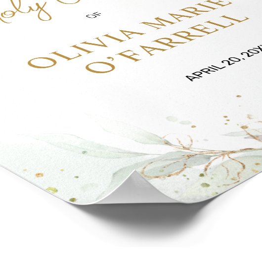 水彩ピンク色の花が最初の聖餐会へようこそ ポスター (角)