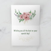 水彩ピンク花の折りたたみグリーティングカード カード (内部)