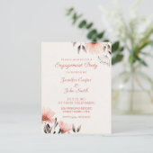 水彩ピンク花エンゲージメントパーティー ポストカード (スタンド正面)