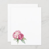 水彩ピンク花模様ピンク牡丹ピンクバラ (正面/裏面)
