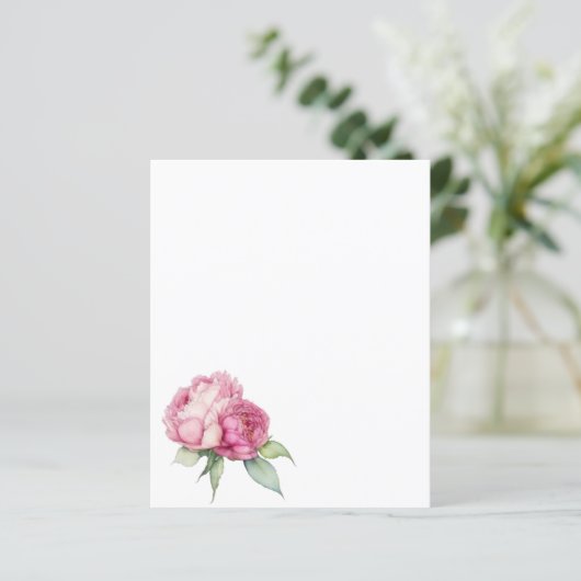 水彩ピンク花模様ピンク牡丹ピンクバラ (スタンド正面)