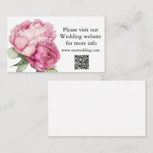 水彩ピンク花模様ピンク牡丹ピンクバラ エンクロージャーカード (正面/裏面)