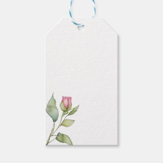 水彩ピンク花模様ピンク牡丹ピンクバラ ギフトタグ (正面)