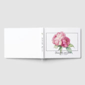 水彩ピンク花模様ピンク牡丹ピンクバラ ゲストブック (全面)