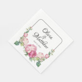 水彩ピンク花模様ピンク牡丹ピンクバラ スタンダードランチョンナプキン (角)