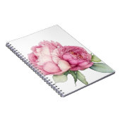 水彩ピンク花模様ピンク牡丹ピンクバラ ノートブック (右側)