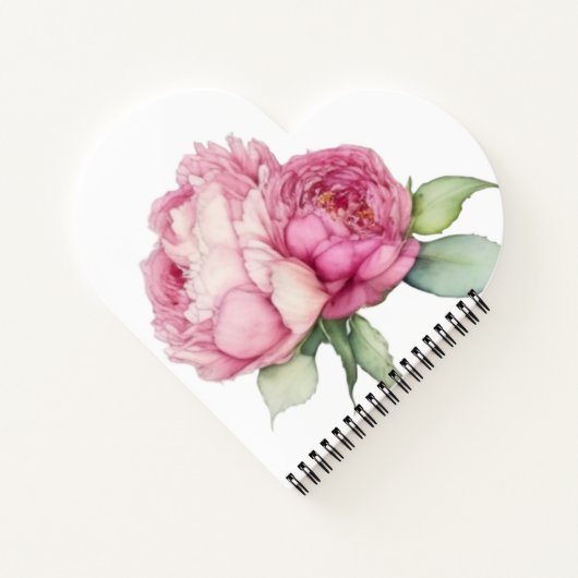 水彩ピンク花模様ピンク牡丹ピンクバラ ノートブック (裏面)