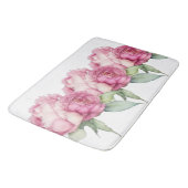 水彩ピンク花模様ピンク牡丹ピンクバラ バスマット (アングル)