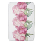 水彩ピンク花模様ピンク牡丹ピンクバラ バスマット (正面縦)