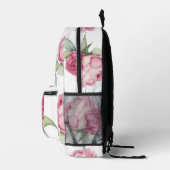 水彩ピンク花模様ピンク牡丹ピンクバラ プリントバックパック (右)